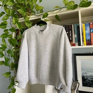 LIGHT GRAY SOFT FUZZY ASOS CREWNECK SWEATER